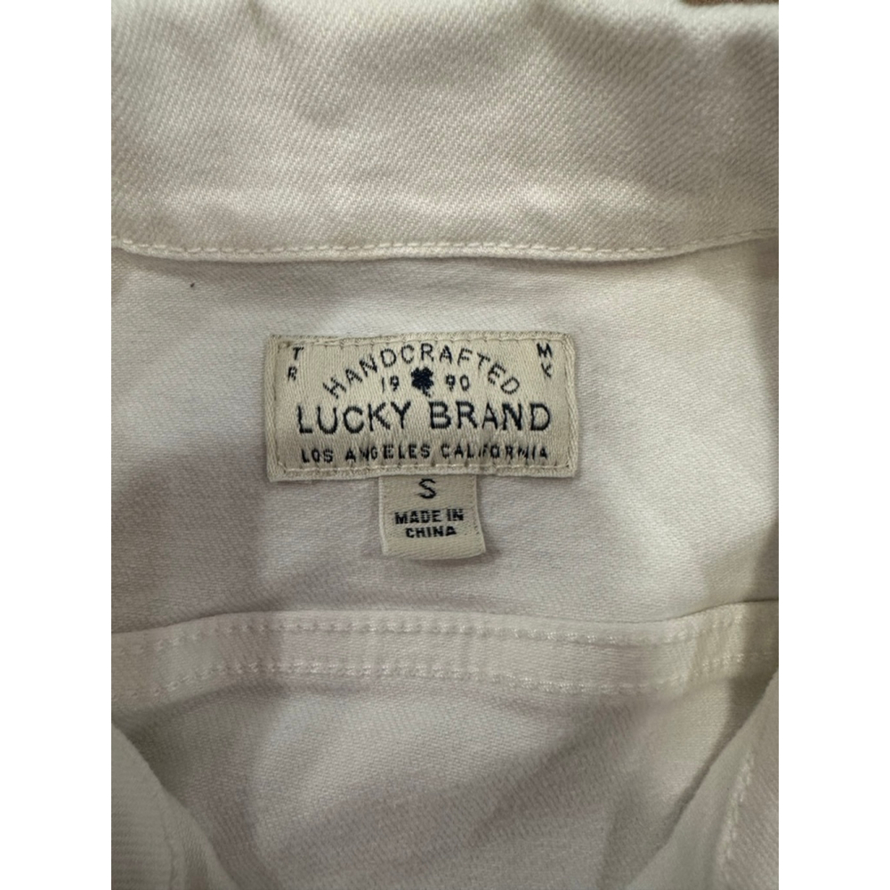 🔴Lucky Brand White Denim Trucker Jacket Size Small - Picture 6 of 10